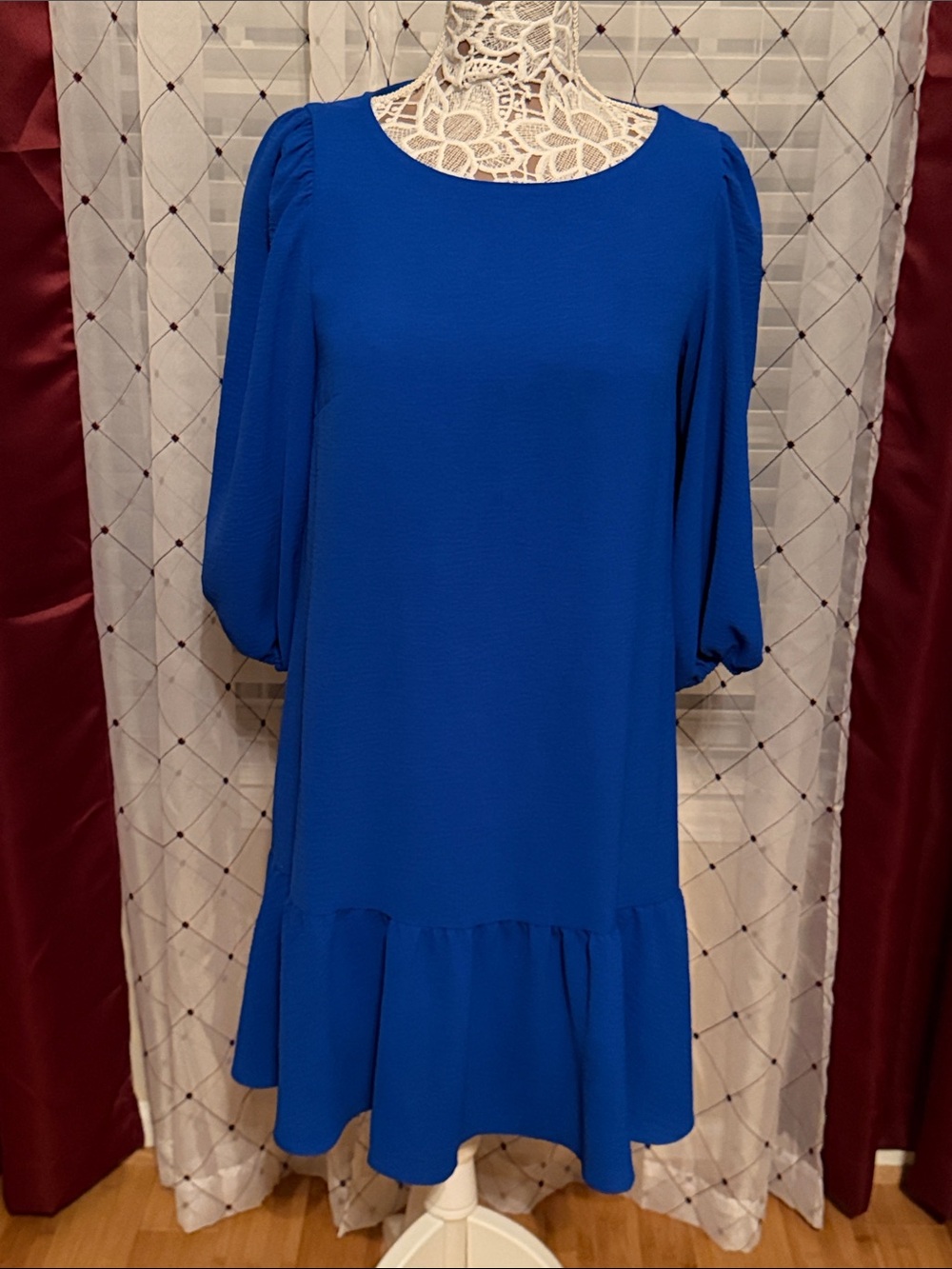 DKNY Royal Blue Ruffle-Hem Mini Dress (136)
